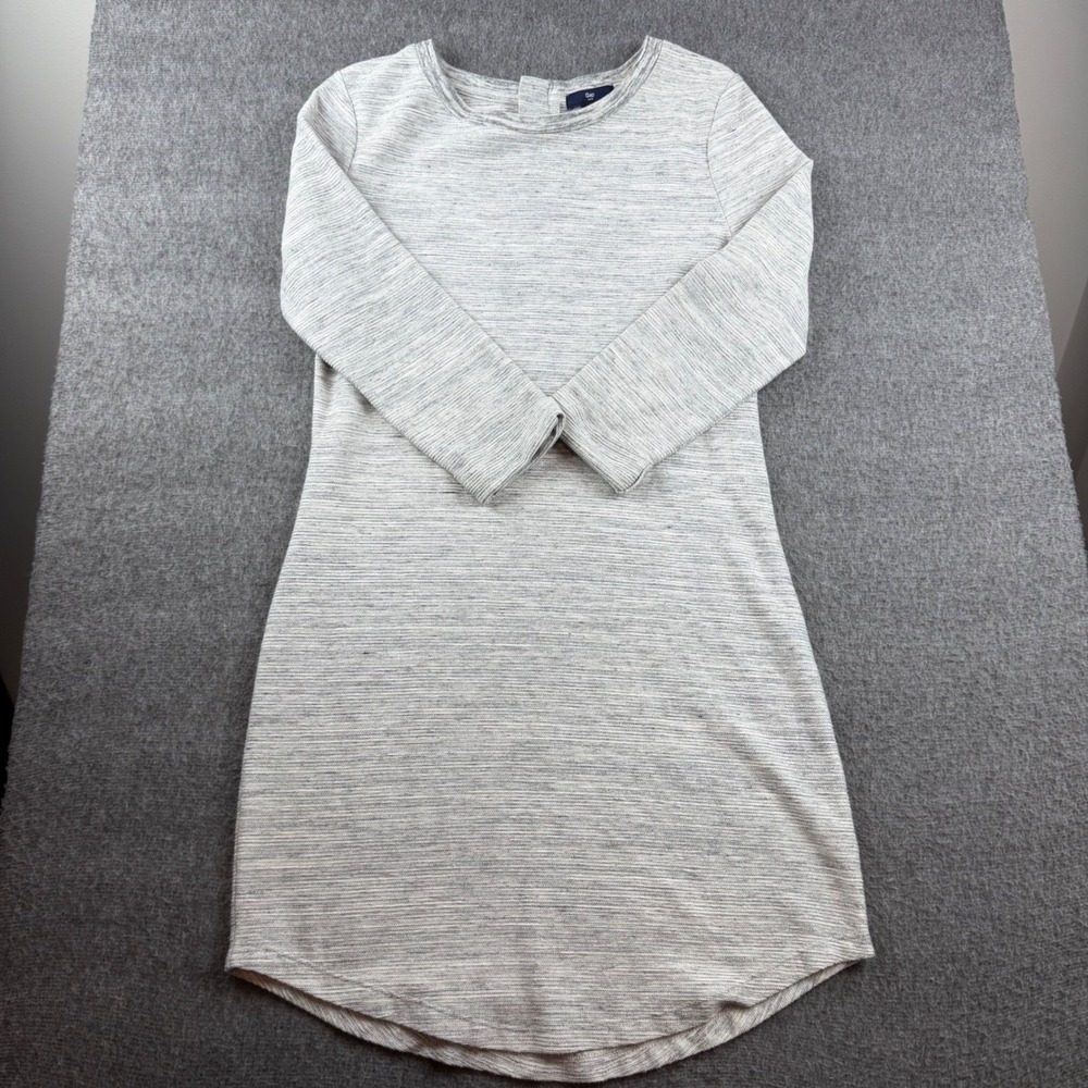 Gap Shift Dress Women XS Gray Space Dye Knit Long Sleeve Crew Neck Mini